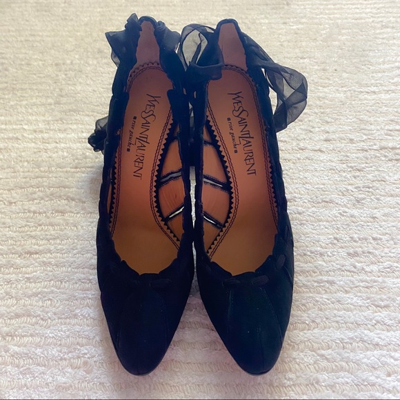 NEW YSL black suede ankle wrap pumps - Picture 7 of 14